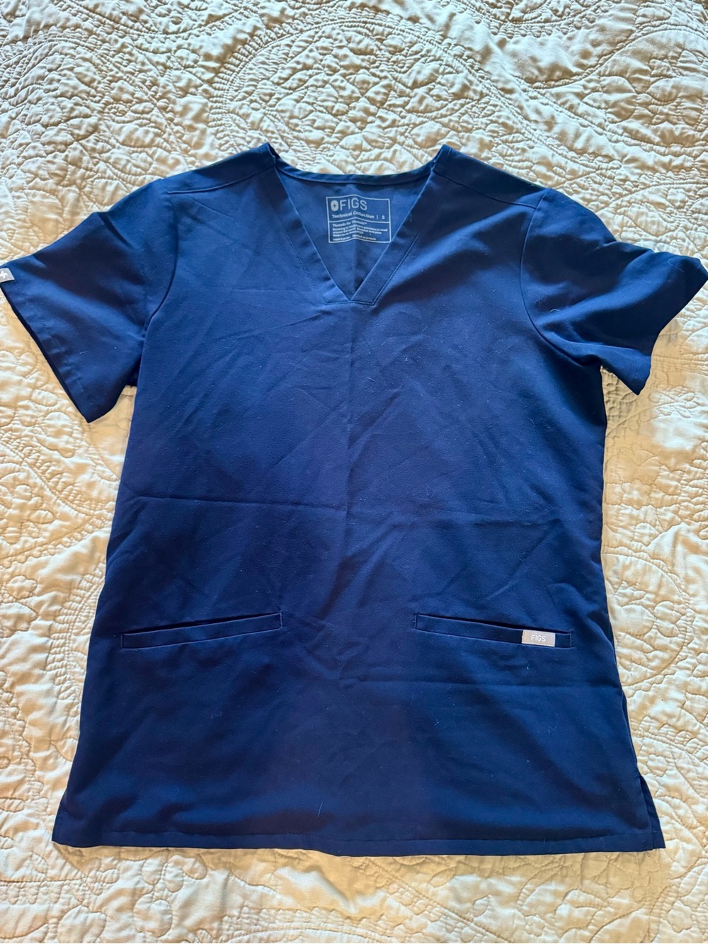 Figs Navy V-Neck Short Sleeve Scrub Top